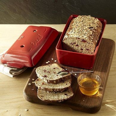 Форма для випікання хліба з керамічною кришкою Emile Henry Homemade Bread 28x13x12 см червоний (345504)
