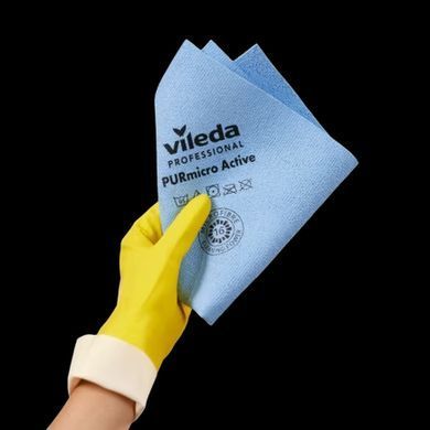 Серветка для прибирання Vileda Professional ПурМікро Ектів, синя, 38x35 см, 1 шт