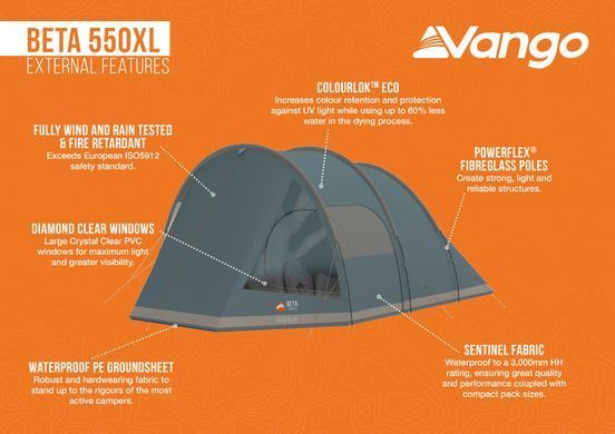 Намет п'ятимісний Vango Beta 550XL Mineral Green (TEUBETA00000002)