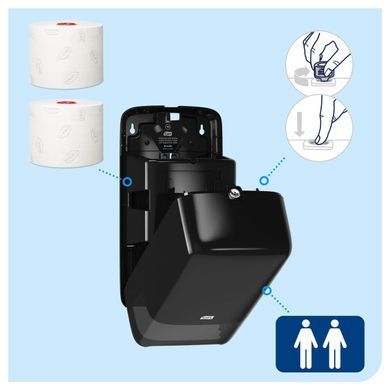 Диспенсер Tork AutoShift Elevation для туалетного паперув міді рулонах, на 2 рулони, чорний