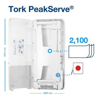 Диспенсер Tork PeakServe Elevation для листових рушників з безперервною подачею, білий