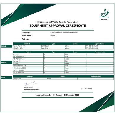 М'ячі для настільного тенісу Gewo Ultra SLP 40+ ITTF 6 шт (81351200)
