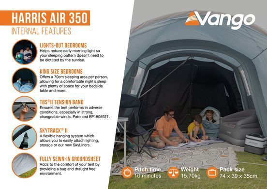 Намет тримісний Vango Harris Air 350 Mineral Green (TETHARRAI000001)