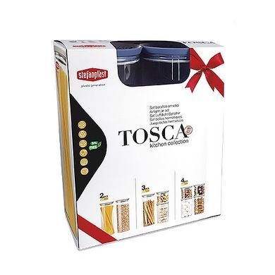 Набір із 3-х круглих герм.ємностей TOSCA біло-cиній (0,7л+1,2л+2,2л) (55682)