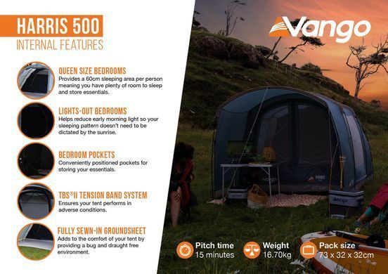 Намет п'ятимісний Vango Harris 500 Mineral Green (TETHARRIS000002)