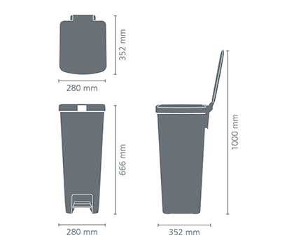 Сміттєвий бак Pedal Bin StepUp темно-сірий 40л 800023