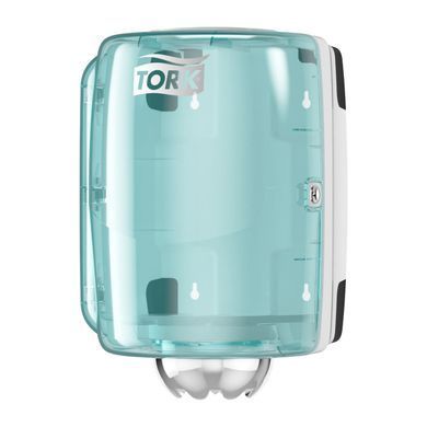 Диспенсер Tork Perfomance для матеріалу для протирання в рулонах з центральною витяжкою, білий/блакитний